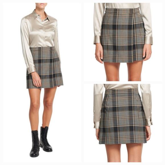 Theory Plaid Wrap Wool-blend Mini Skirt, Never Worn, sz 8 MSRP $265.00 - Picture 1 of 9
